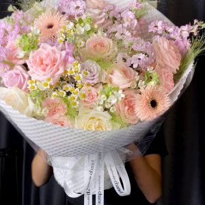 Bó hoa mix tím hồng